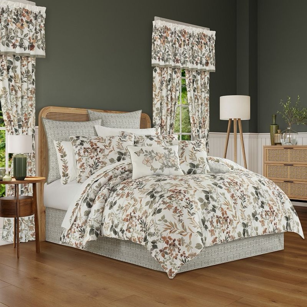 Royal Court Evergreen 4 Pc Floral Midweight Comforter Set Sz Cal-King  NEW